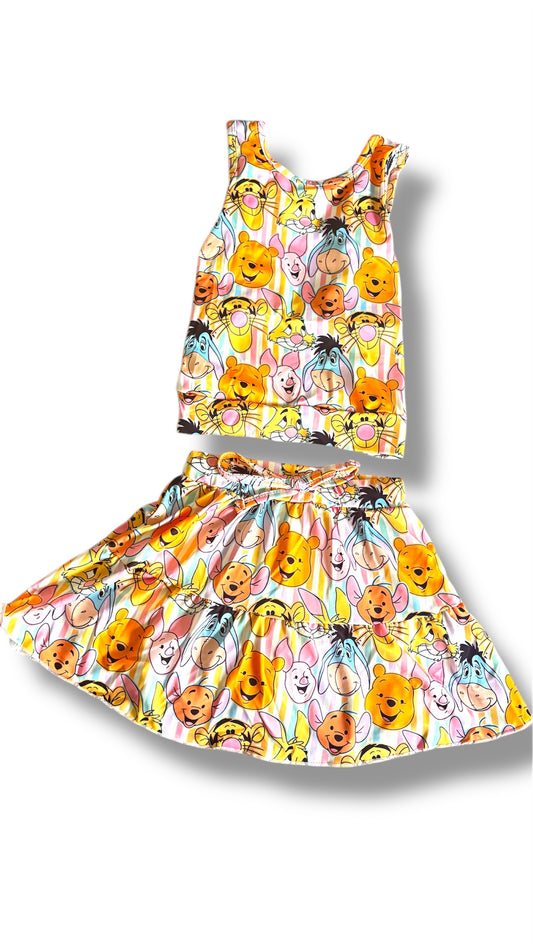 Winnie Friends Girls Activewear Set – Toddler Tank & Skirt with Built-In Shorts – Matching Family Vacation Outfit – Sister Brother Matching Set