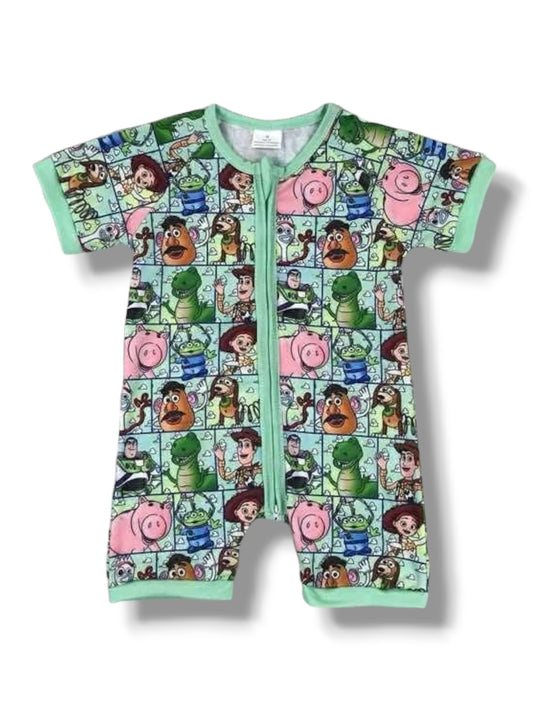 Toy-Inspired Baby Romper | Character Print One Piece | Double Zipper Romper | Infant Toddler Outfit | Playtime Pajama Romper | Baby Shower Gift