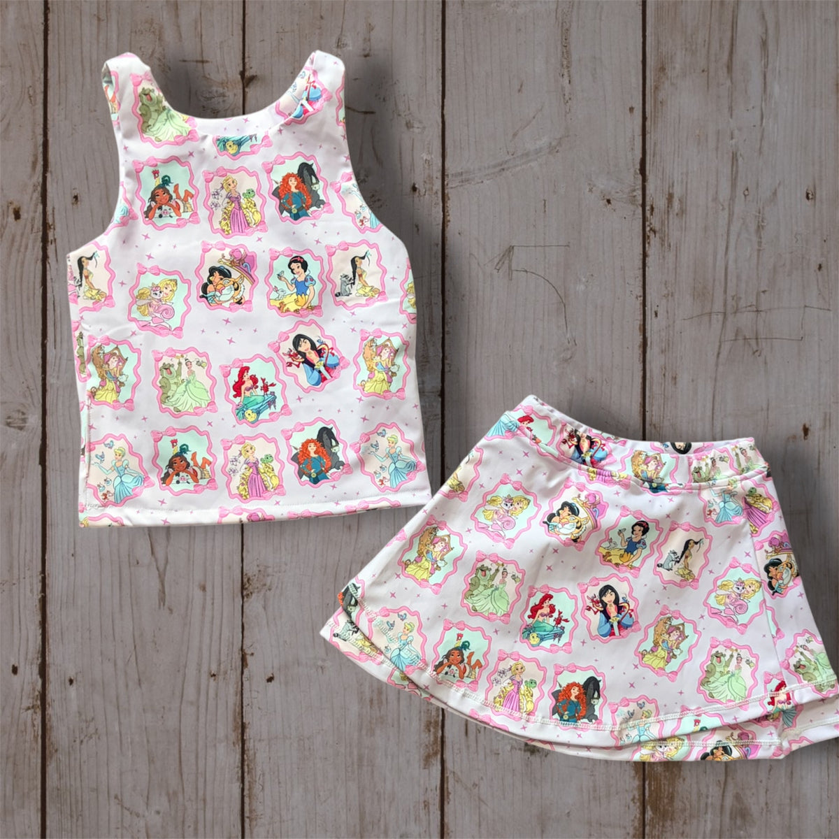 Girls Princess Yoga  Set Dress | Pink Princess Character Dress | Magical Park Outfit | Built-In Shorts (Copy)