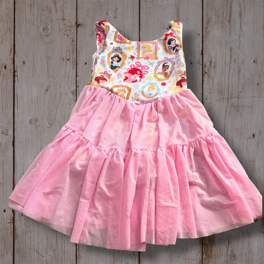 Girls Princess Dress | Pink Tulle Tiered Twirl Dress | Fairytale Character Boutique Dress | Girls Park Outfit