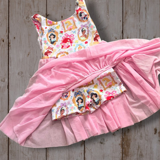 Girls Princess Dress | Pink Tulle Tiered Twirl Dress | Fairytale Character Boutique Dress | Girls Park Outfit