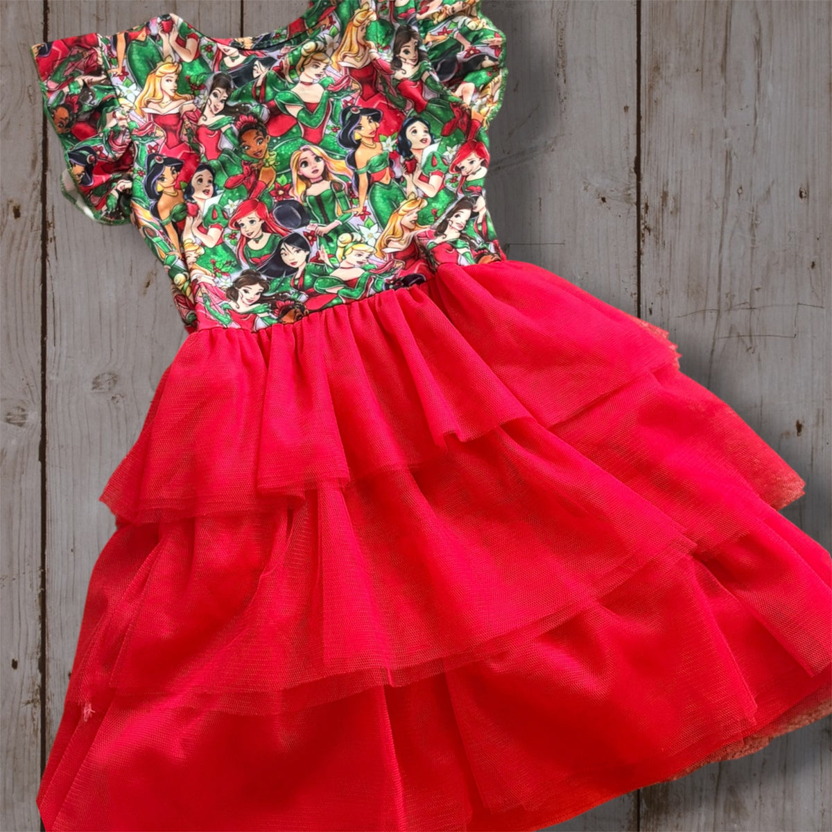 Girls Christmas Princess Dress | Red Holiday Tulle Twirl Dress | Festive Fairytale Princess Outfit