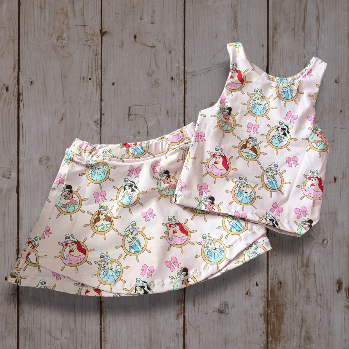 Princess Nautical Character Girls Yoga Set | Pink Princess Activewear Set | Magical Park Outfit