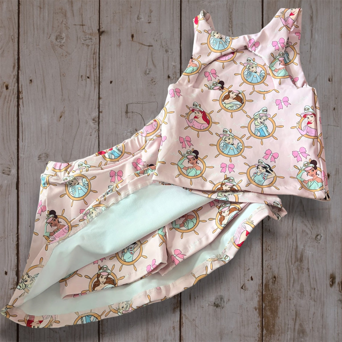 Princess Nautical Character Girls Yoga Set | Pink Princess Activewear Set | Magical Park Outfit