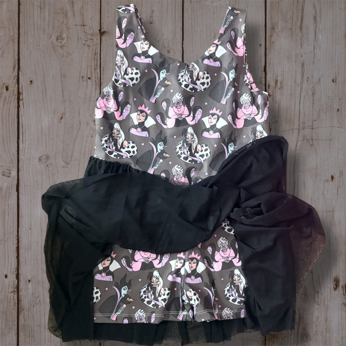 Villains Girls Tulle Dress | Pink & Black Character Princess Dress | Magical Boutique Theme Park Outfit | Girls Twirl Dress