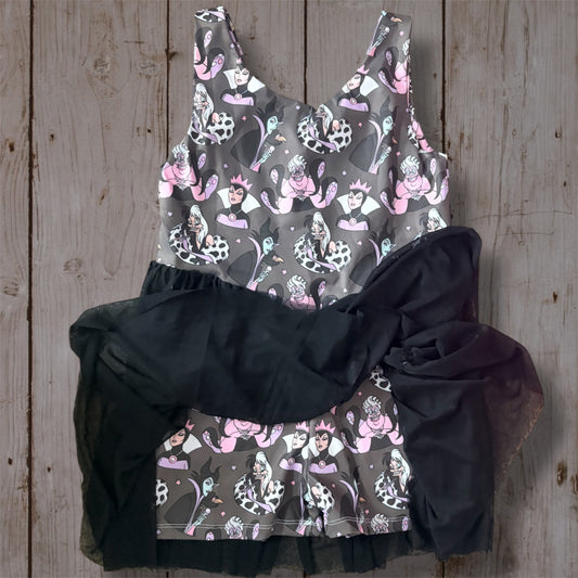 Villains Girls Tulle Dress | Pink & Black Character Princess Dress | Magical Boutique Theme Park Outfit | Girls Twirl Dress