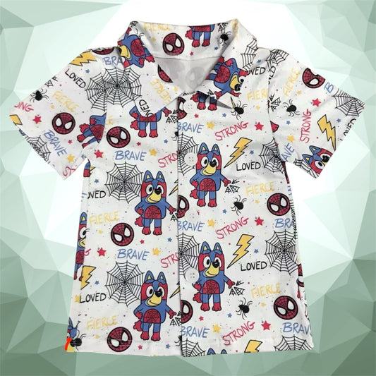 *Spidey Blue dog* button down