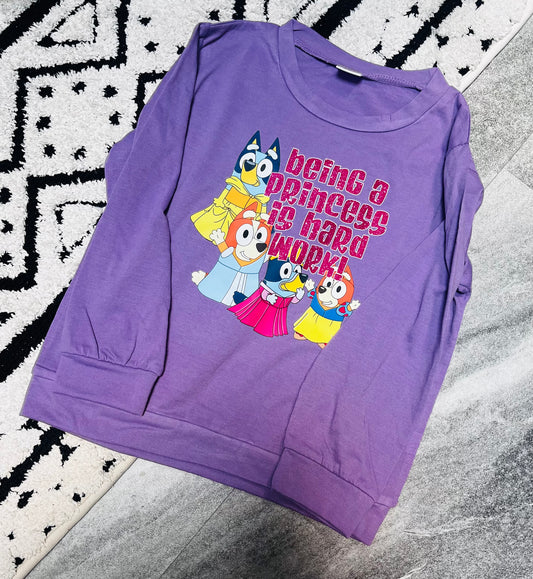 Blue dog princess long sleeve tee