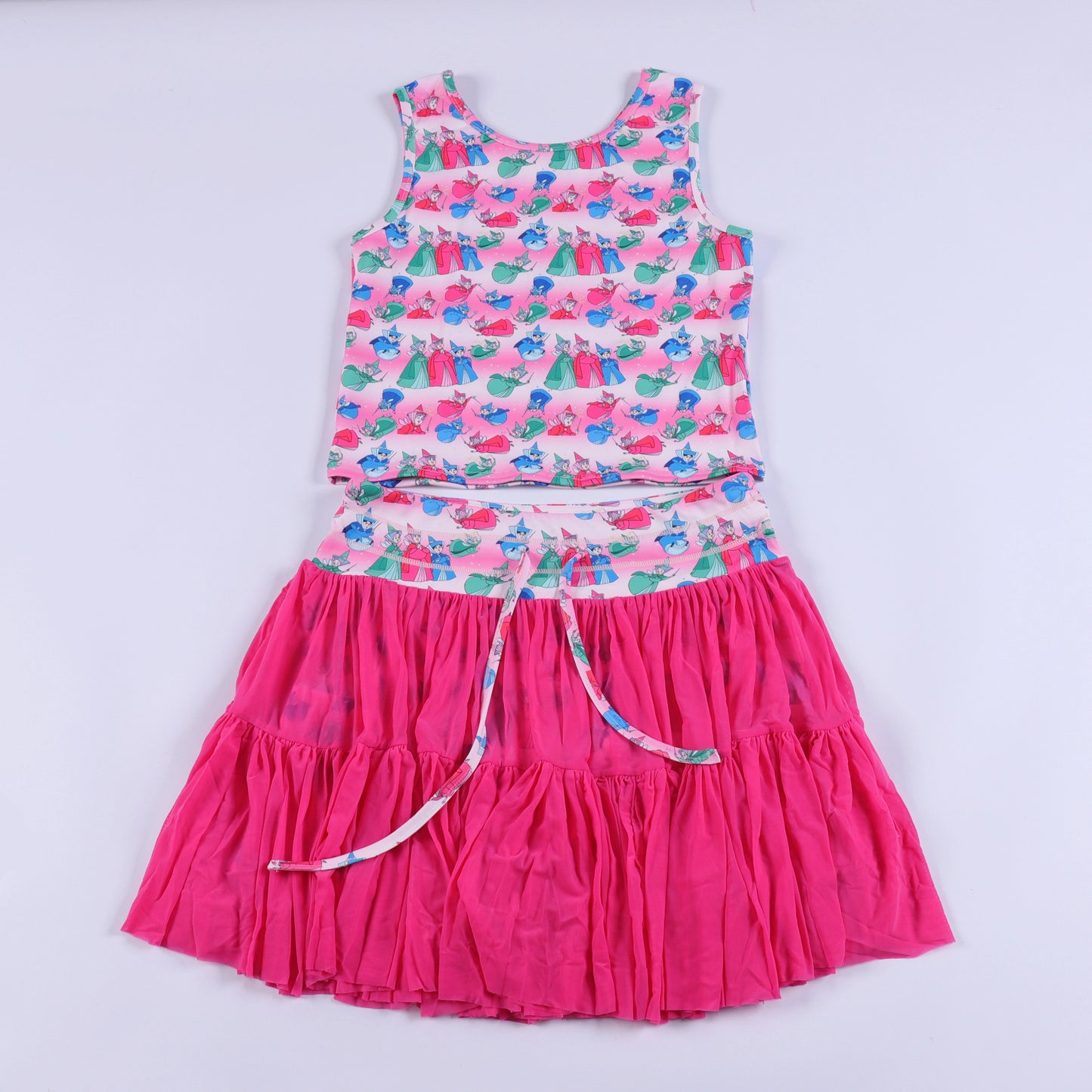 Fairy Godmother Inspired Women’s Activewear Set | Mesh Skirt with Built-In Shorts | Magical Matching Tank