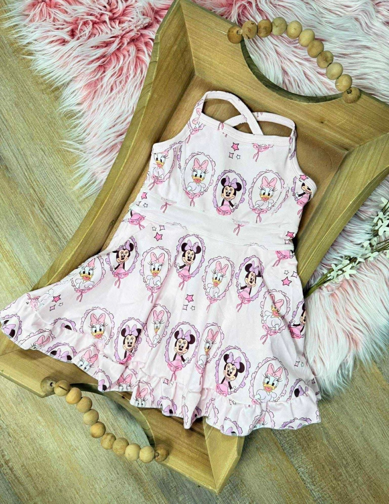 Pink mouse and bestie yoga active wear dress with built in shorts