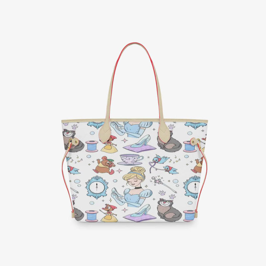 Midnight Princess Fairytale Tote Bag | Enchanted Glass Slipper Character Print Handbag | Whimsical Princess Shoulder Purse | Magical Everyday Travel Bag