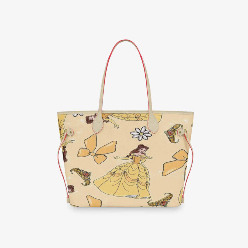 Belle Princess Yellow Tote Bag | Beauty and the Beast Character Shoulder Purse | Enchanted Princess Handbag | Magical Park Day Tote