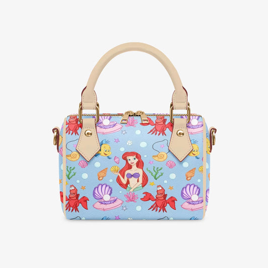Under the Sea Pillow Bag, Mermaid Ocean Princess Crossbody Purse, Seashell and Sea Life Print Handbag, Magical Vacation Bag