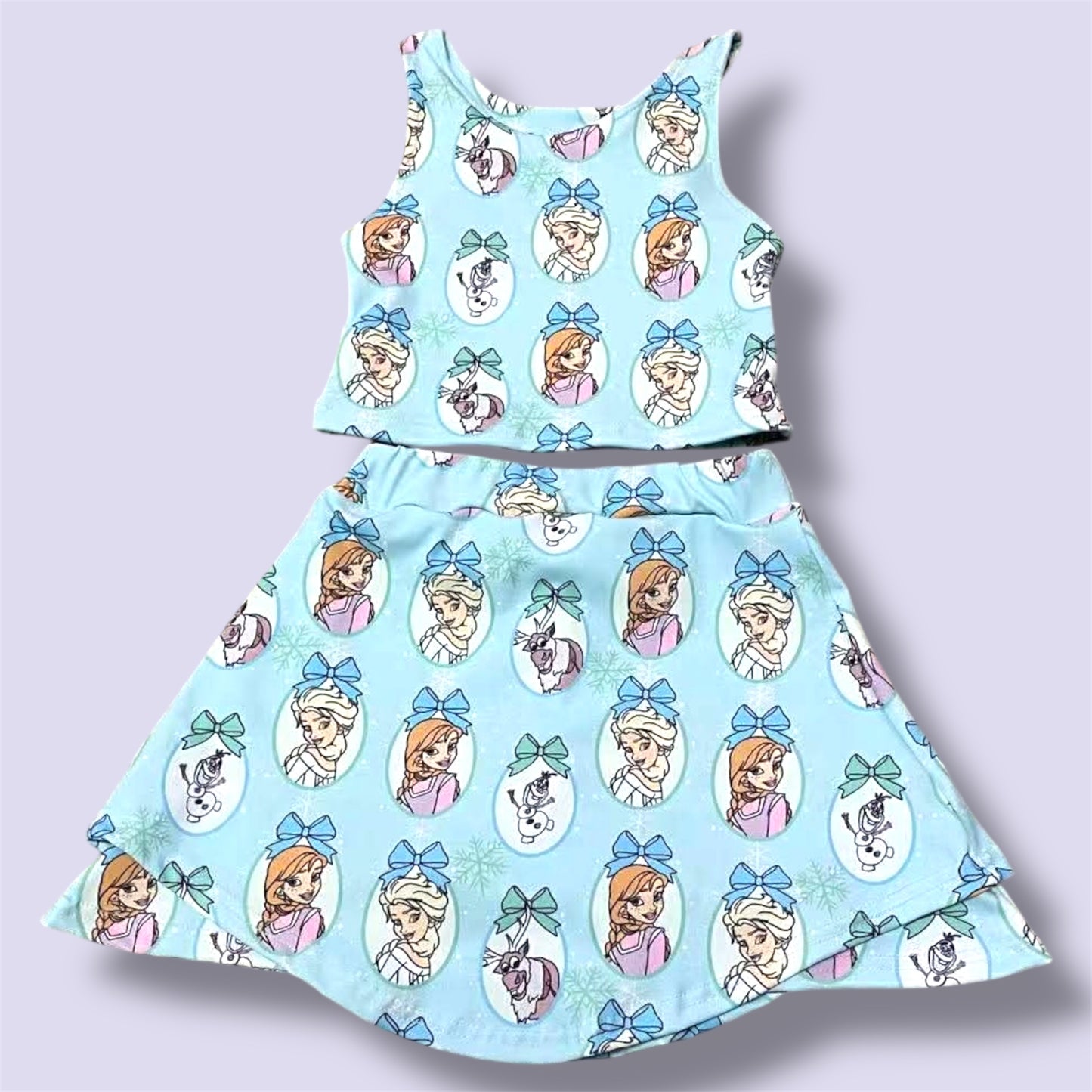 Magical Winter Sisters Skirt Set | Girls Princess Outfit | Twirl Skirt & Crop Top Set | Sibling Matching Outfit | Boutique Kids Clothing