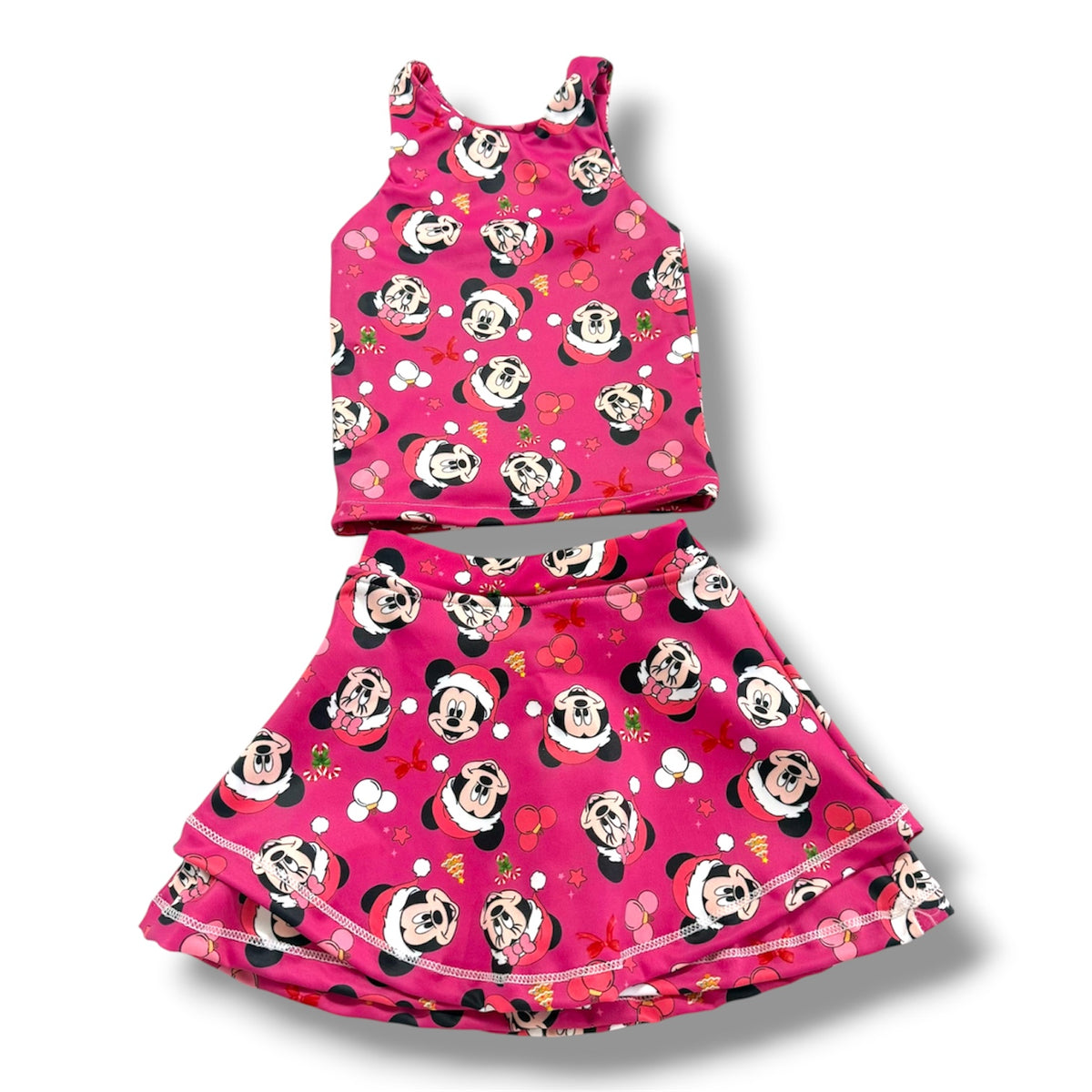 Pinkish/red Christmas Yoga Set, Matching Family Holiday Outfits, Festive Main Street Matching Family Activewear, Christmas Vacation Outfit