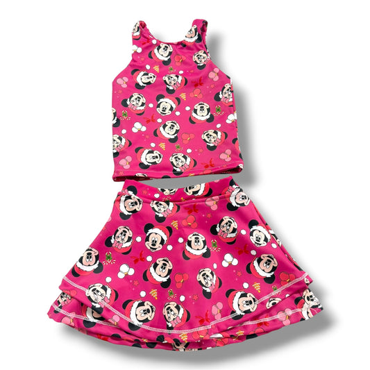 Pinkish/red Christmas Yoga Set, Matching Family Holiday Outfits, Festive Main Street Matching Family Activewear, Christmas Vacation Outfit