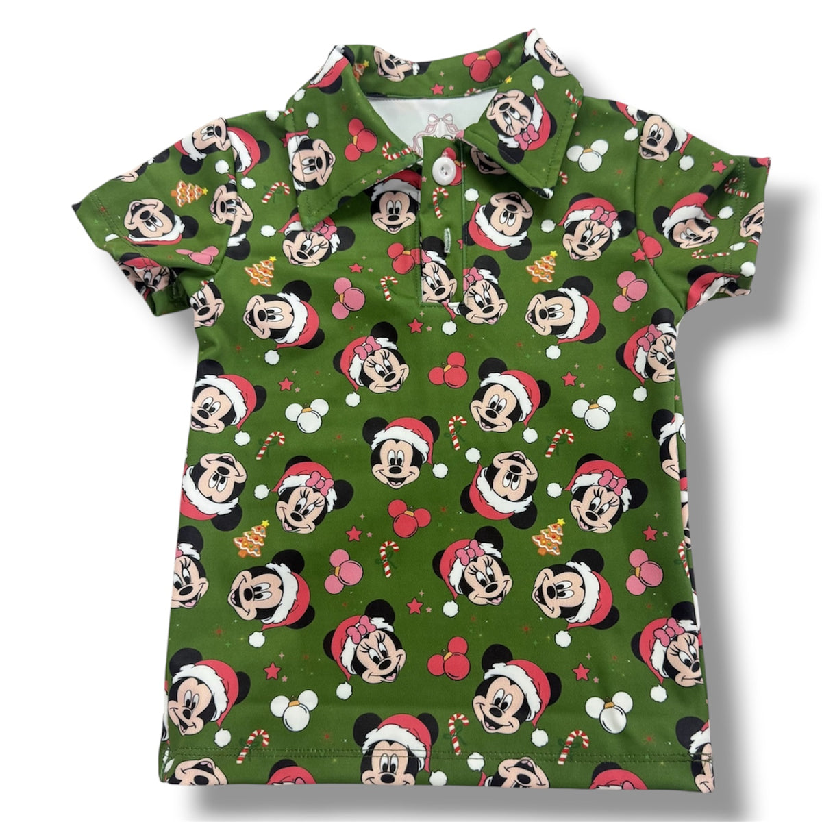 Christmas Mouse Family Matching Polo Shirt, Green Holiday Main Street Outfit, Santa Character Christmas Shirt, Matching Family Vacation Tops